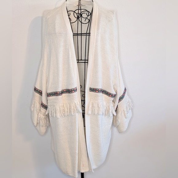 H&M x Coachella Open Cardigan Size US Small Kimono Boho Tribal Aztec Fringe - Picture 2 of 5